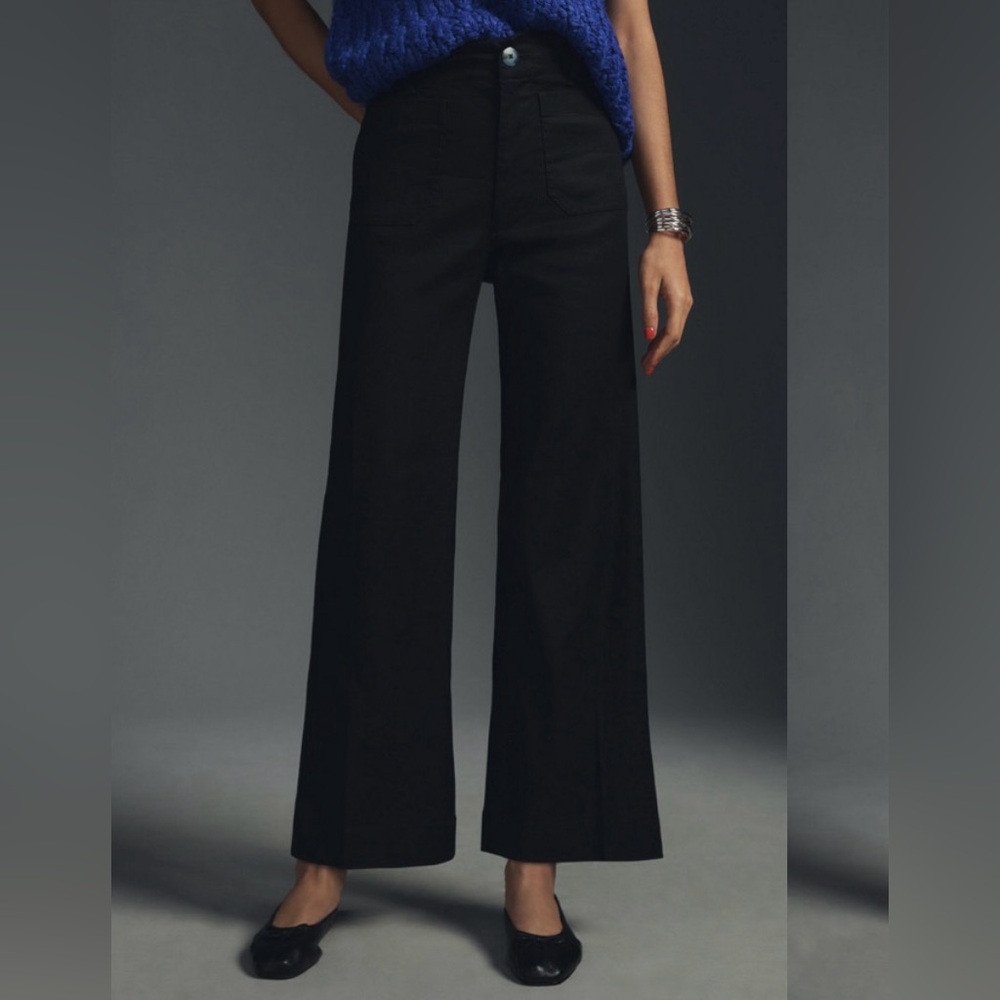 The Colette Linen Blend Crop Wide-Leg Pants by Maeve x Anthropologie